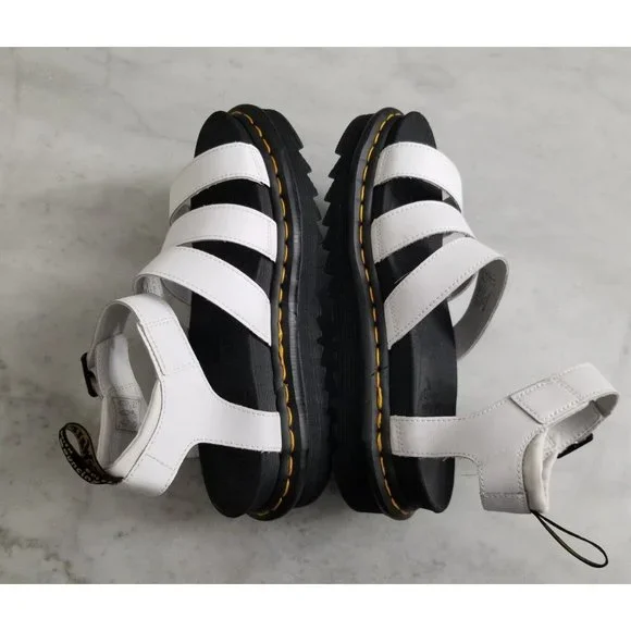 Doc Martens Blaire Flatform White Leather Sandals Womens Size 8 39 - Picture 4 of 6